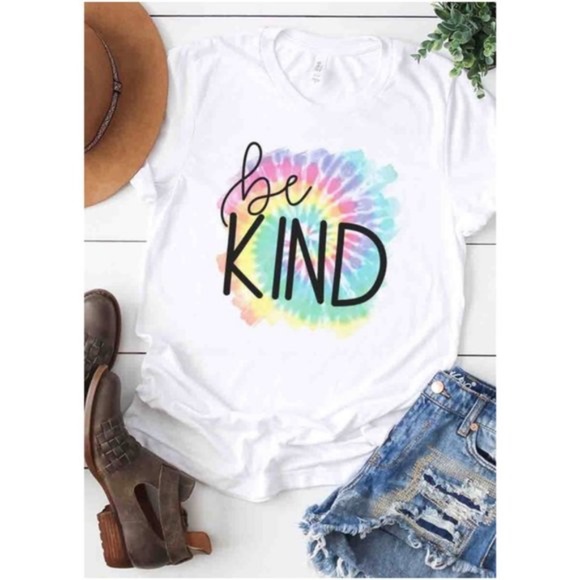 Tops - BE KIND Graphic Tie Dye Tee